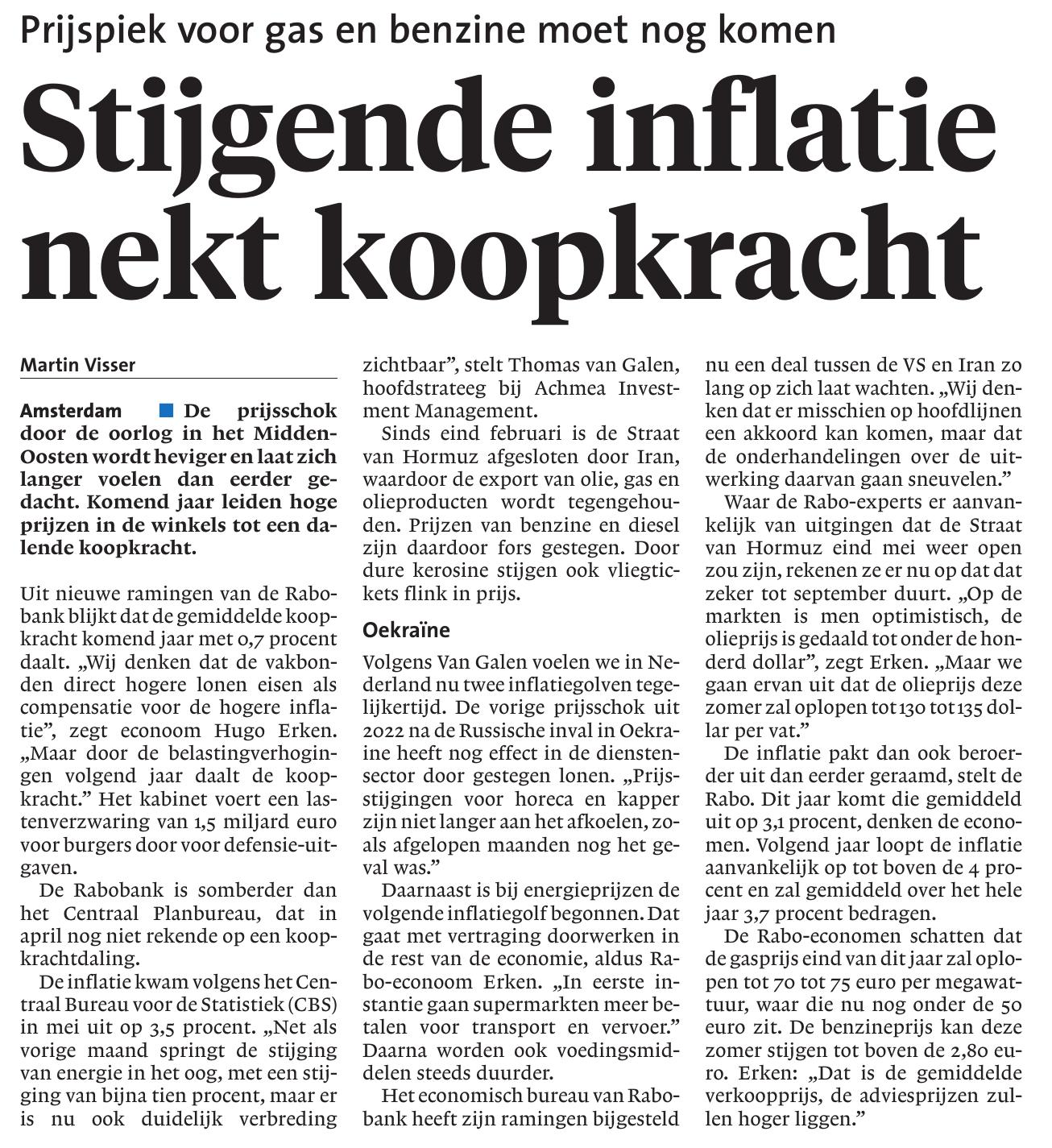 Stijgende inflatie nekt koopkracht