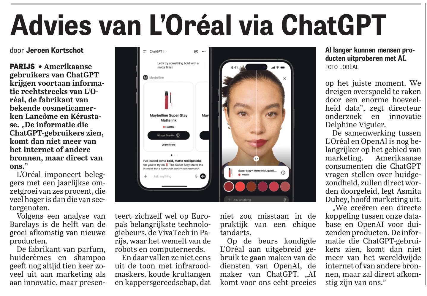 Advies van L'Oréal via ChatGPT