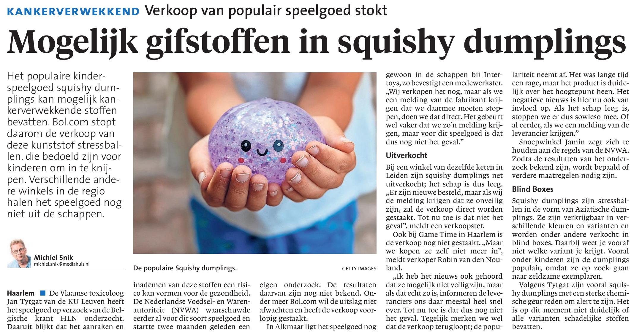 Mogelijk gifstoffen in squishy dumplings