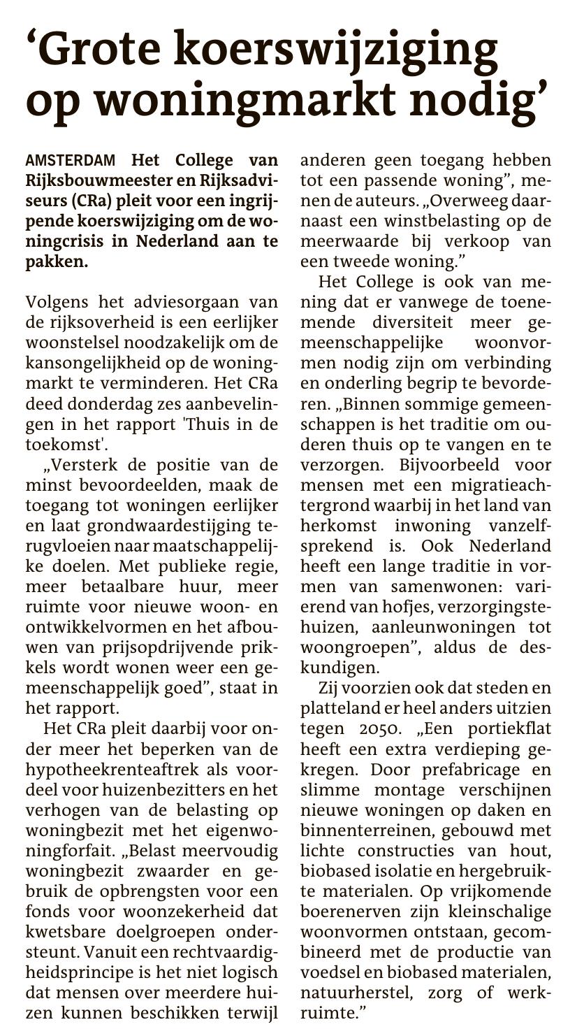 Grote koerswijziging op woningmarkt nodig